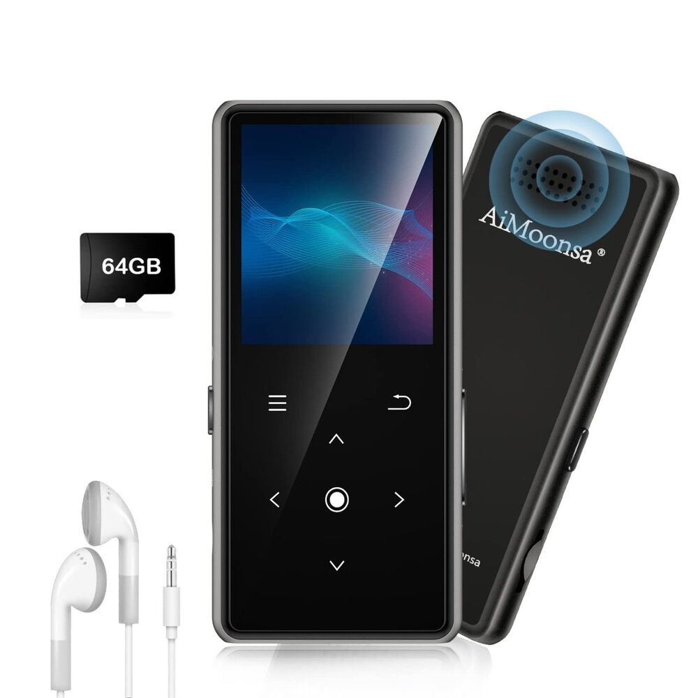 AiMoonsa 64GB MP3 Player, Bluetooth 5.2, Built-in Speaker, Radio, Voice Recorder
